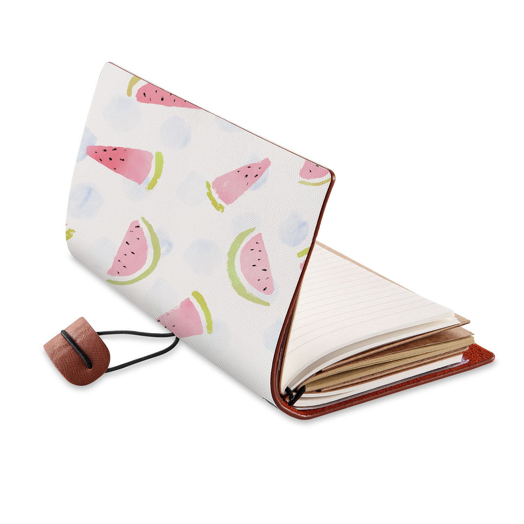 opened view of midori style traveler's notebook with Fruit Red design