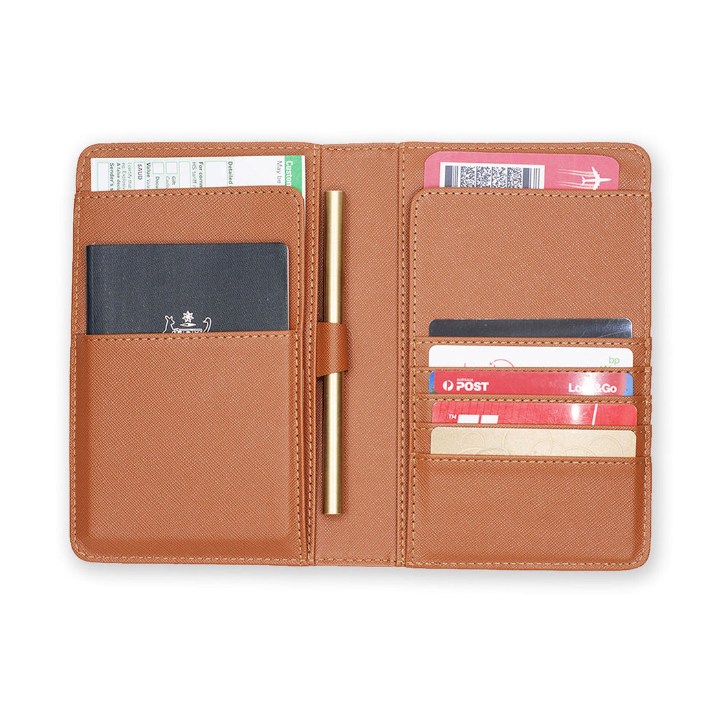 inside view of personalized RFID blocking passport travel wallet with Simple Scandi Luxe design - swap