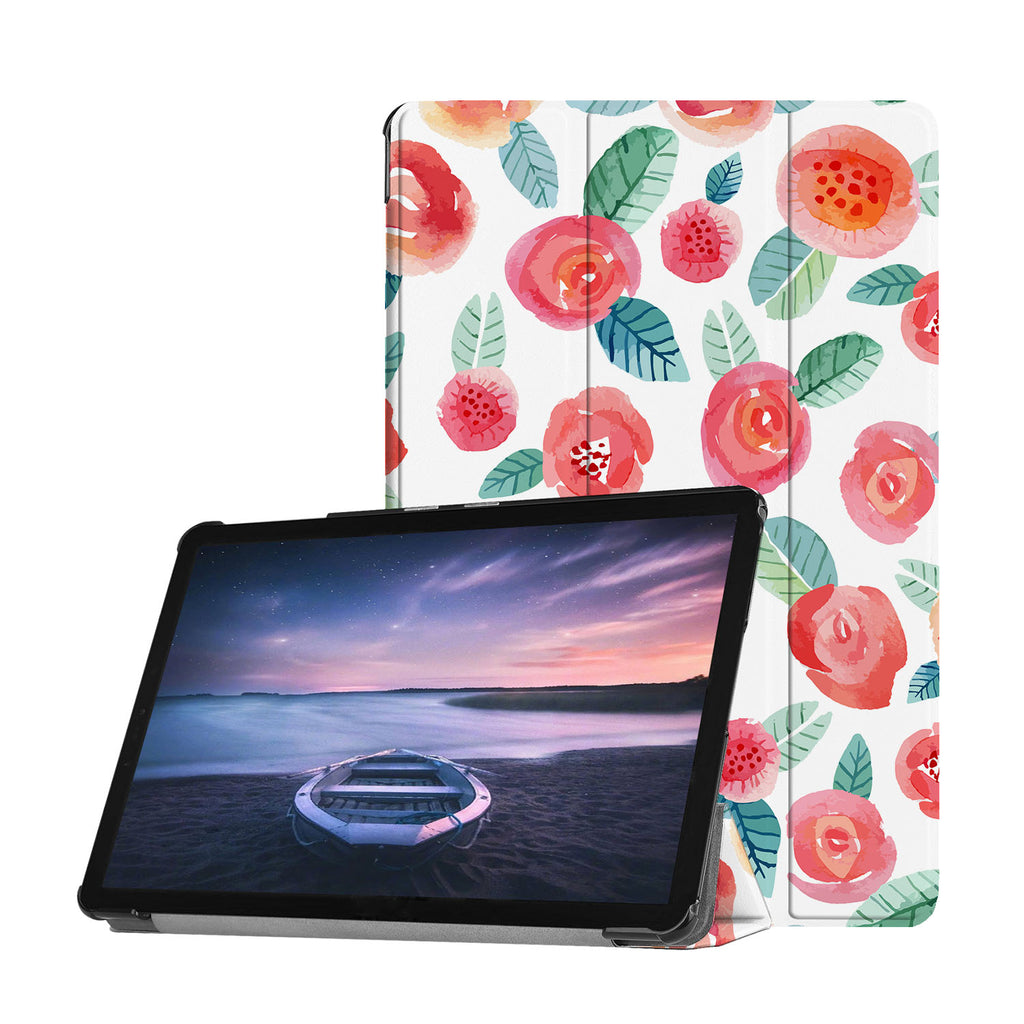 Personalized Samsung Galaxy Tab Case with Rose design provides screen protection during transit