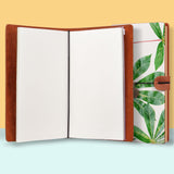 the front top view of midori style traveler's notebook with Flat Flower design