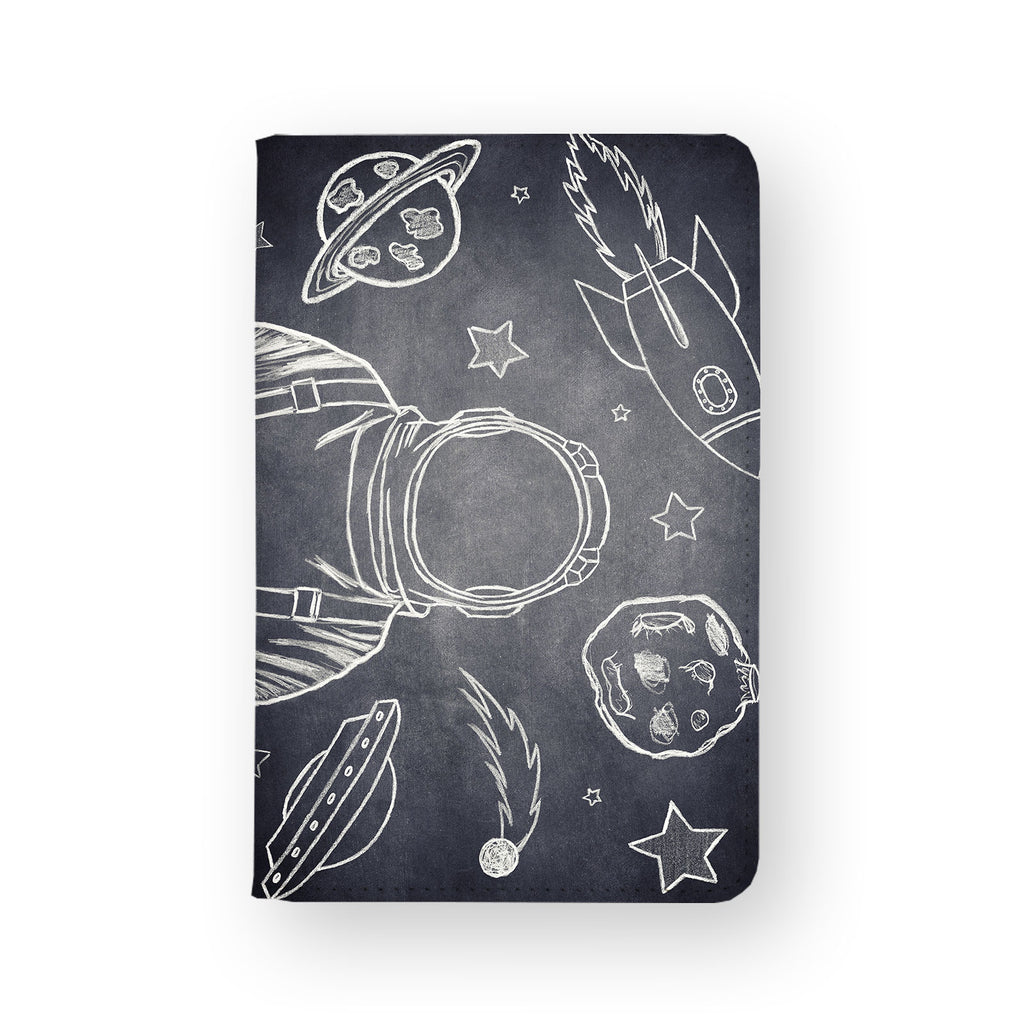 front view of personalized RFID blocking passport travel wallet with Astronaut Space design