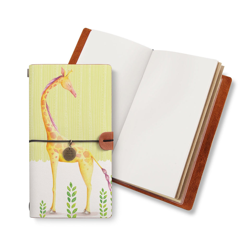 opened midori style traveler's notebook with Cute Animal 2 design