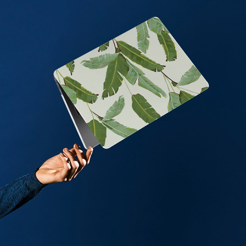 personalized microsoft laptop case features a lightweight two-piece design and Green Leaves print