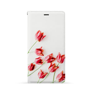 Front Side of Personalized Huawei Wallet Case with Flat Flower design