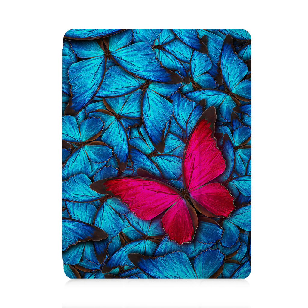 front and back view of personalized iPad case with pencil holder and Butterfly design