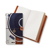 opened midori style traveler's notebook with Retro Vintage design