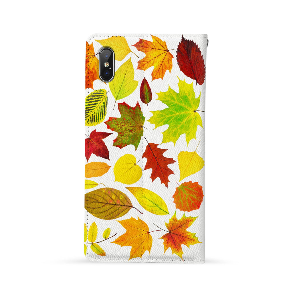 Back Side of Personalized Huawei Wallet Case with Flat Leaves design - swap