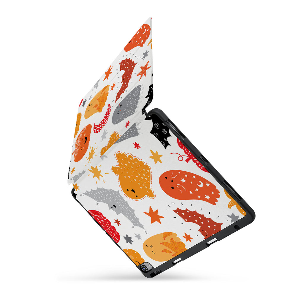 personalized iPad case with pencil holder and Halloween design