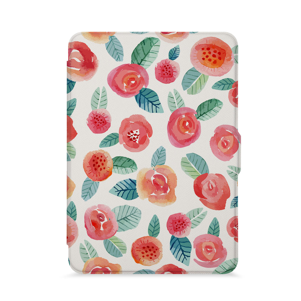 front view of personalized kindle paperwhite case with Rose design - swap