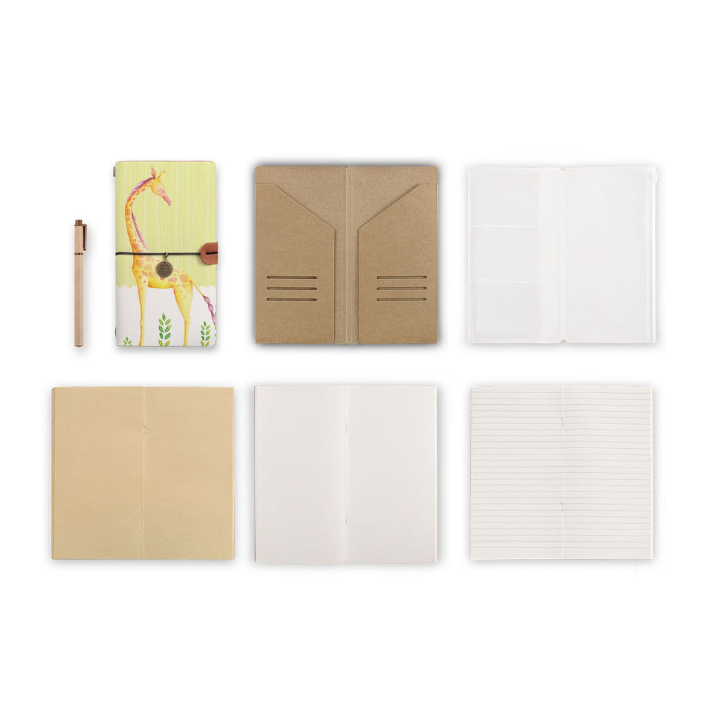 midori style traveler's notebook with Cute Animal 2 design, refills and accessories
