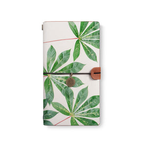 the front top view of midori style traveler's notebook with Flat Flower design