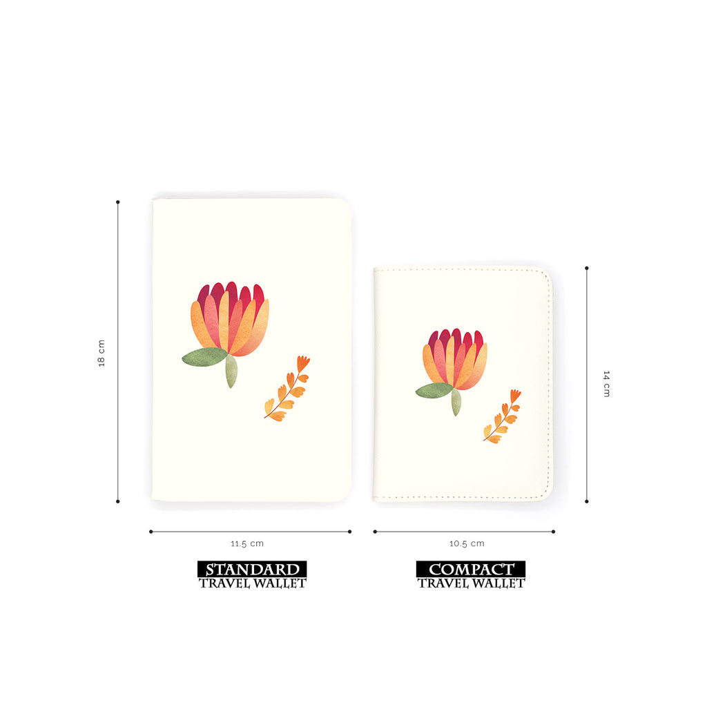 comparison of two sizes of personalized RFID blocking passport travel wallet with Autumn Florals design