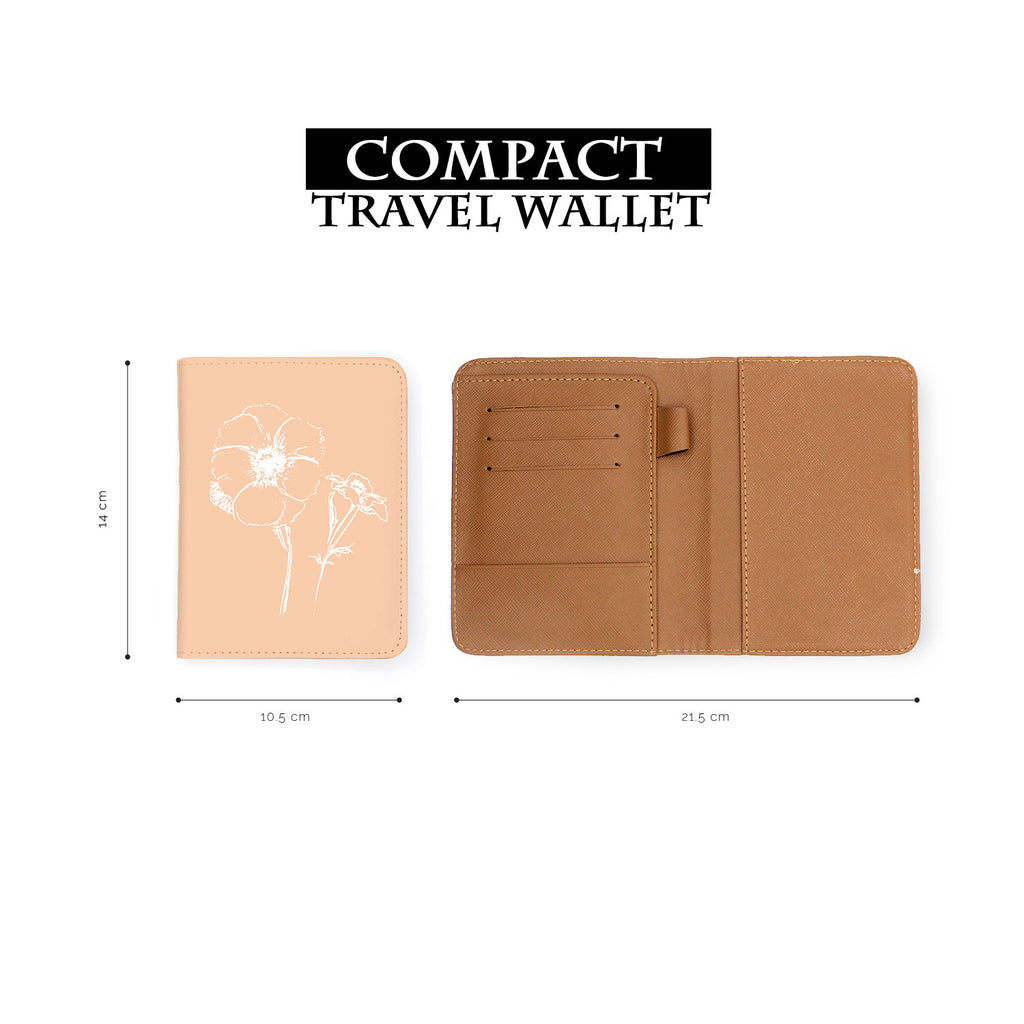 compact size of personalized RFID blocking passport travel wallet with Sketched Botanicals design