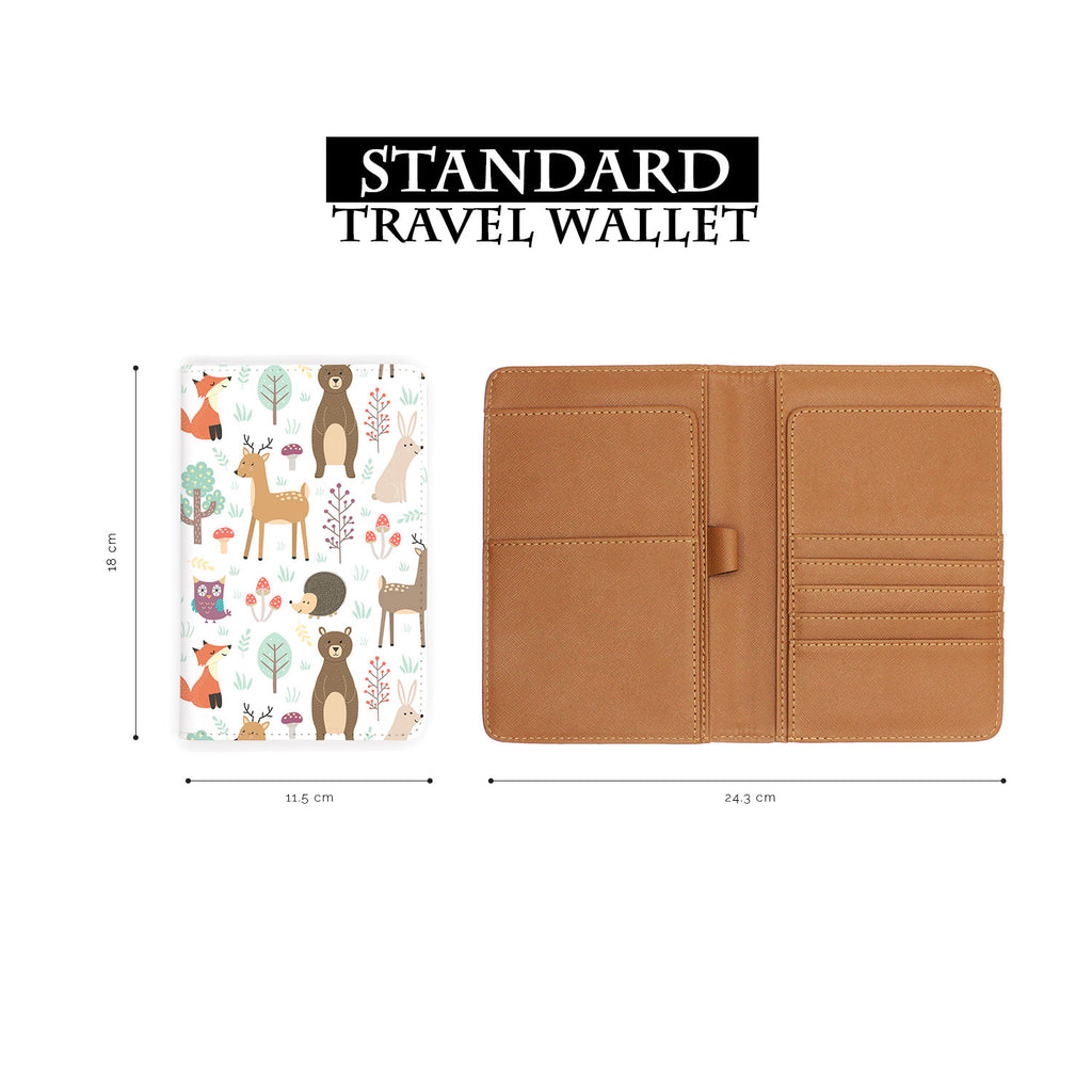 standard size of personalized RFID blocking passport travel wallet with Forest Friends design