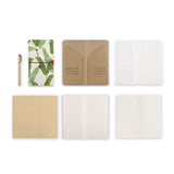 midori style traveler's notebook with Green Leaves design, refills and accessories