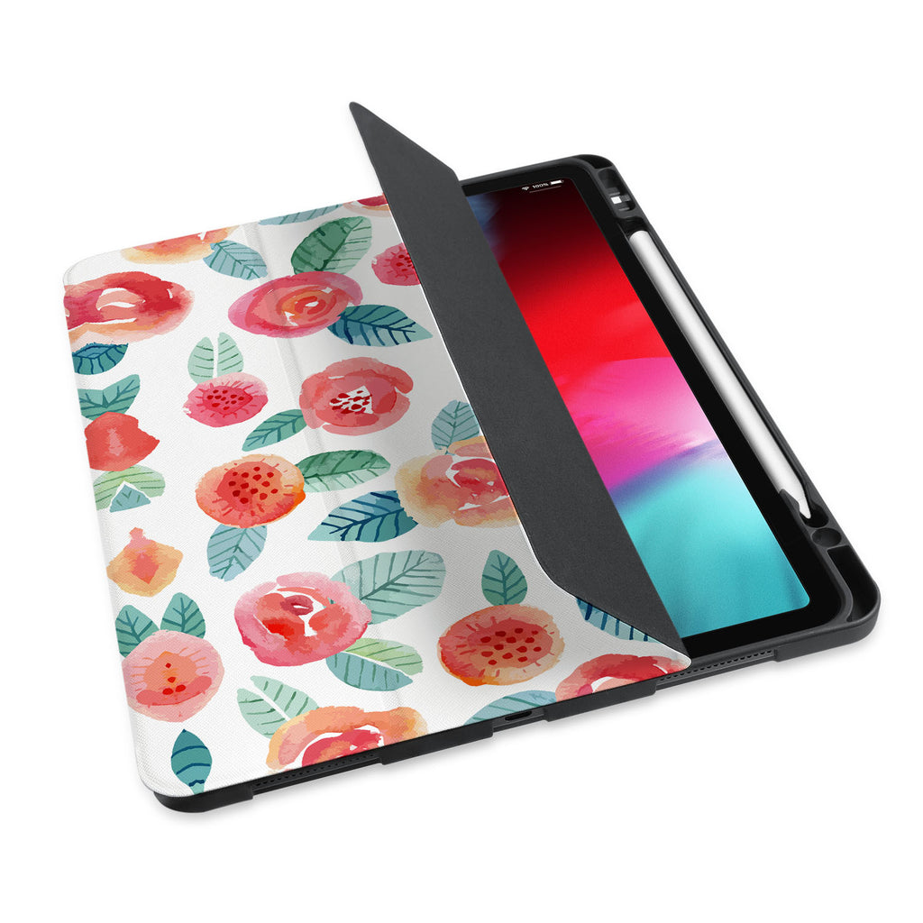 personalized iPad case with pencil holder and Rose design - swap