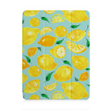 front and back view of personalized iPad case with pencil holder and Fruit design