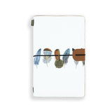 the front top view of midori style traveler's notebook with boho feathers design